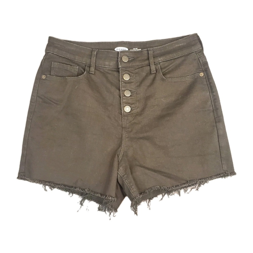 Old Navy Button Fly Cutoff Shorts High Rise Denim Size 10 Secret Slim Raw Hem